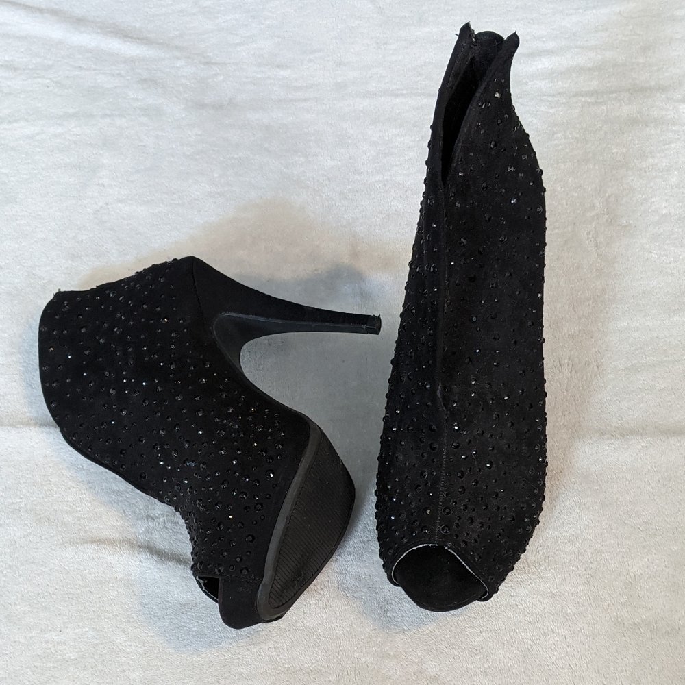 High heel ankle boots black rhinestones - Picture 3 of 7